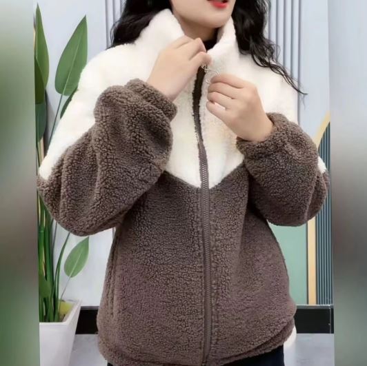 Lamb Fleece Cotton Coat Winter Ladies Jacket