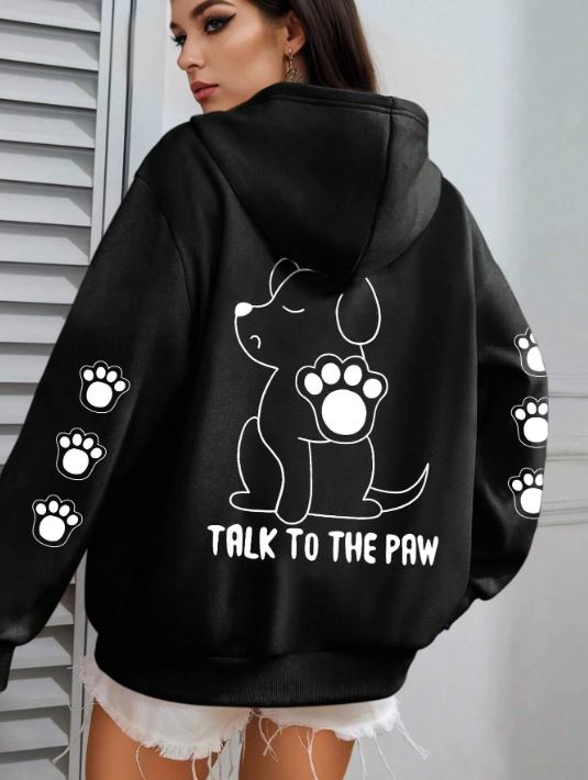 Funny Dog Paw Print Fleece Hoodie