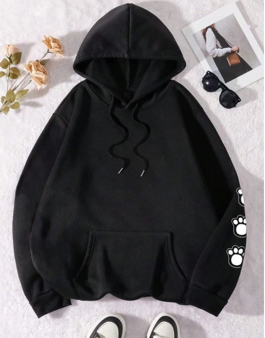 Funny Dog Paw Print Fleece Hoodie