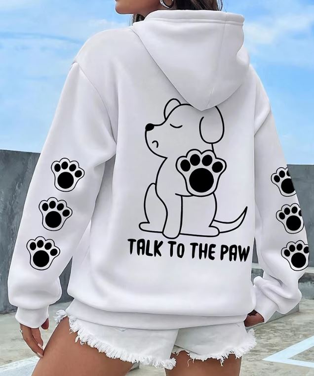 Funny Dog Paw Print Fleece Hoodie