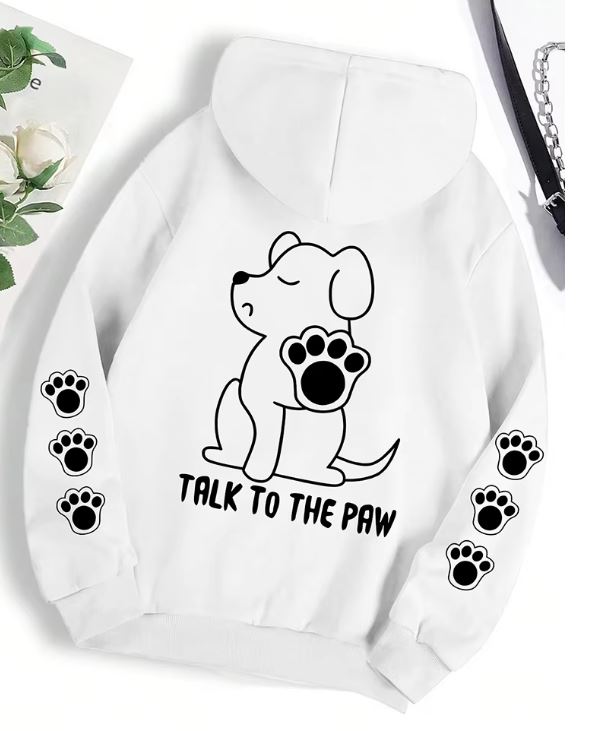 Funny Dog Paw Print Fleece Hoodie