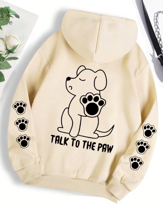 Funny Dog Paw Print Fleece Hoodie