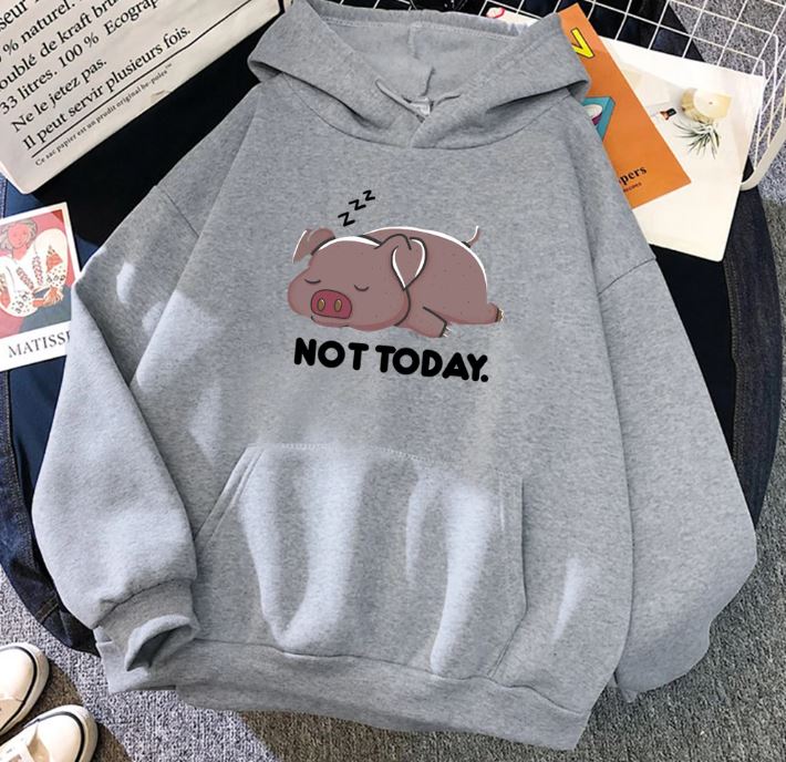 Cute Pig Print Women’s Hoodie – Casual Polyester Pullover for Daily Wear