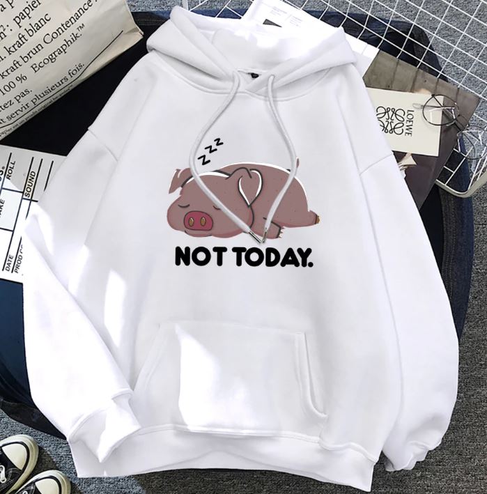 Cute Pig Print Women’s Hoodie – Casual Polyester Pullover for Daily Wear